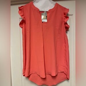 Women's Coral Ruffle Sleeve Top